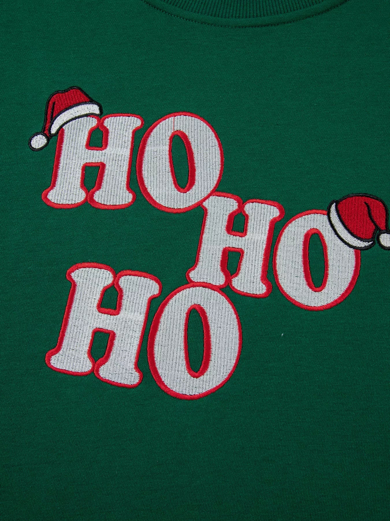 Embroidered Letter Christmas Round Neck Sweatshirt designed for comfort and style at Lookzlike