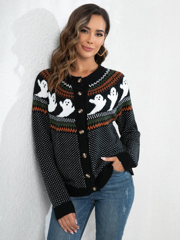 Ghost Button Up Long Sleeve Cardigan designed for comfort and style at Lookzlike
