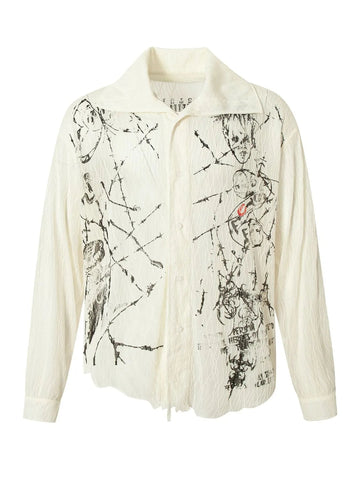 Men's Abstract Print Button-Up Shirt - Lookzlike