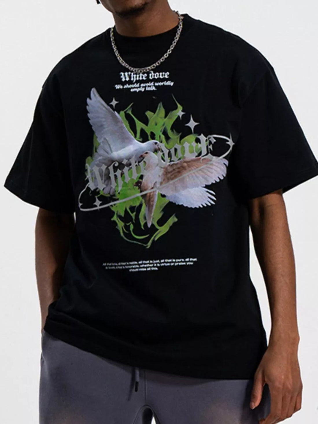 Men's Dove Graphic Oversized T-Shirt designed for comfort and style at Lookzlike