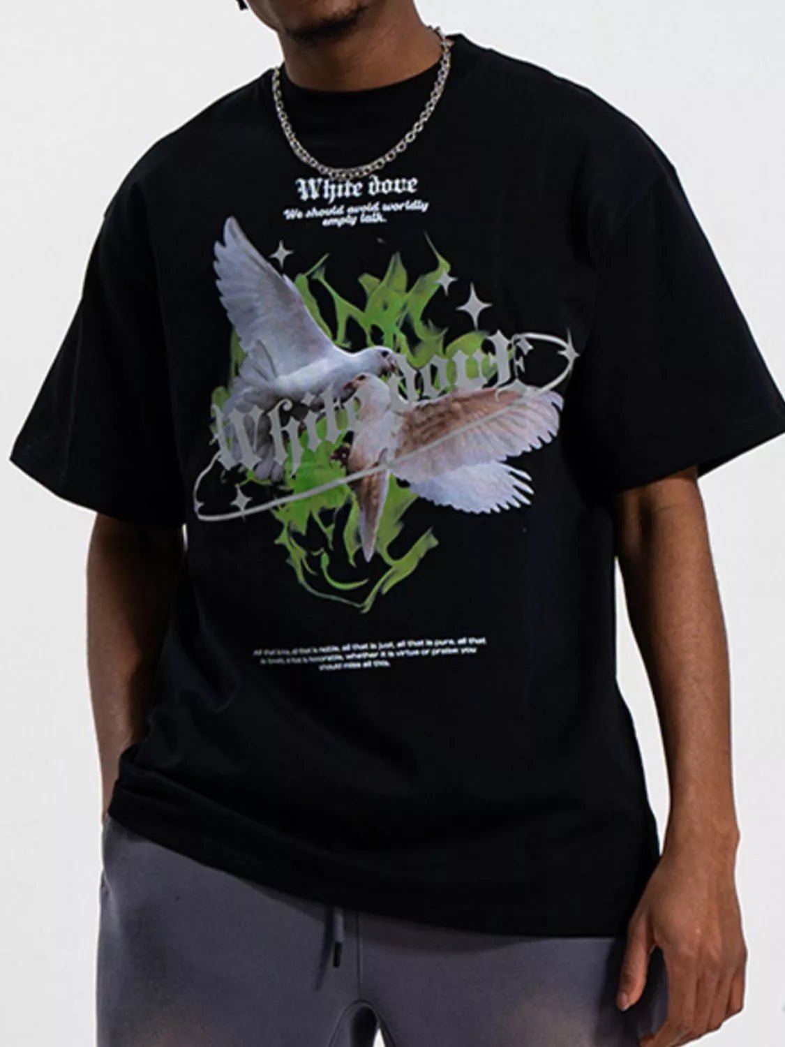 Men's Dove Graphic Oversized T-Shirt designed for comfort and style at Lookzlike