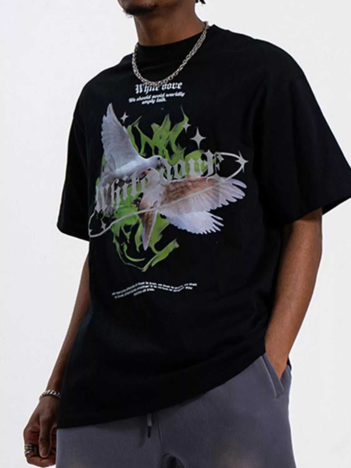 Men's Dove Graphic Oversized T-Shirt designed for comfort and style at Lookzlike