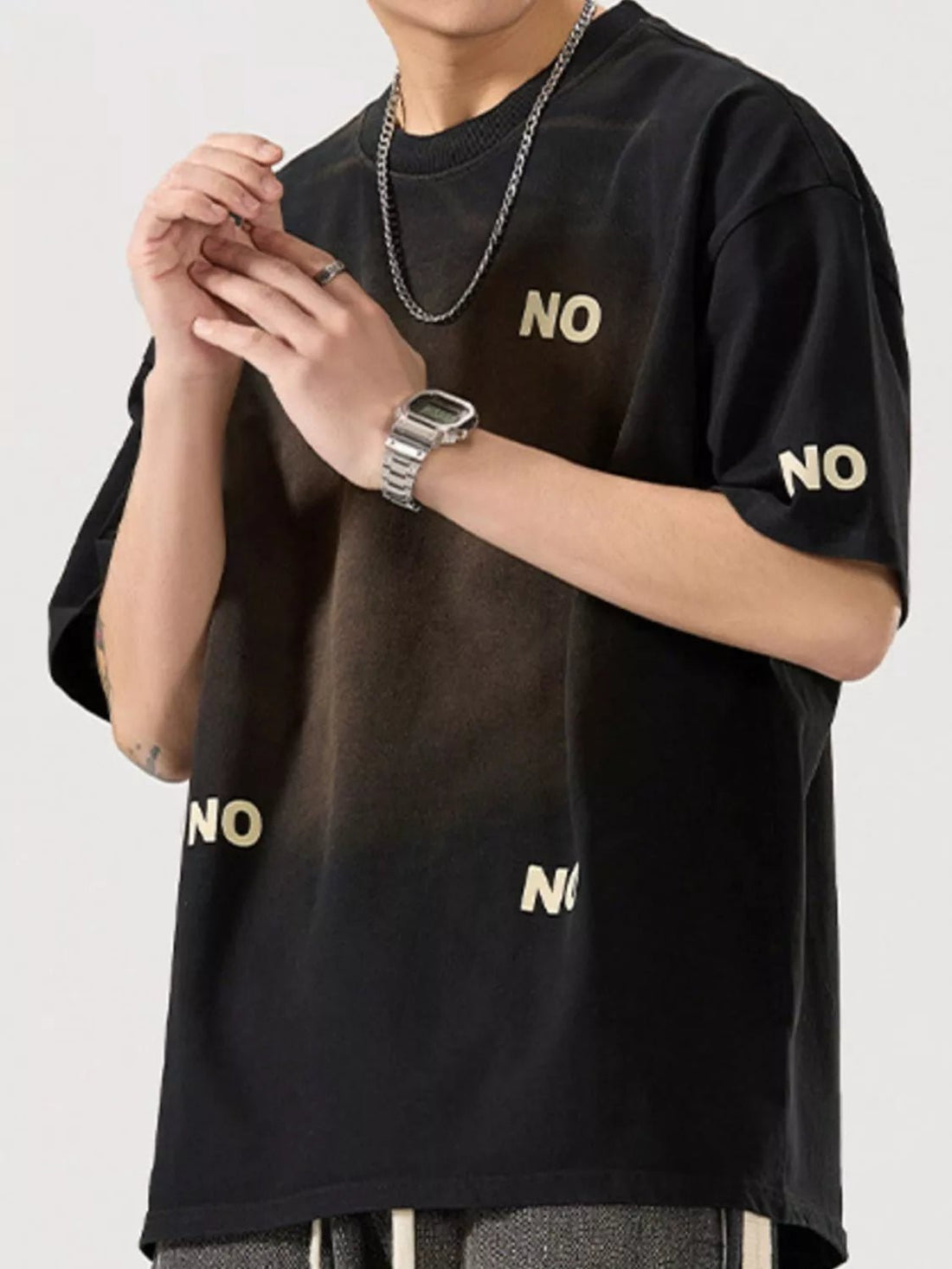 Men's Full Size Letter Round Neck Short Sleeve T-Shirt Plus Size designed for comfort and style at Lookzlike