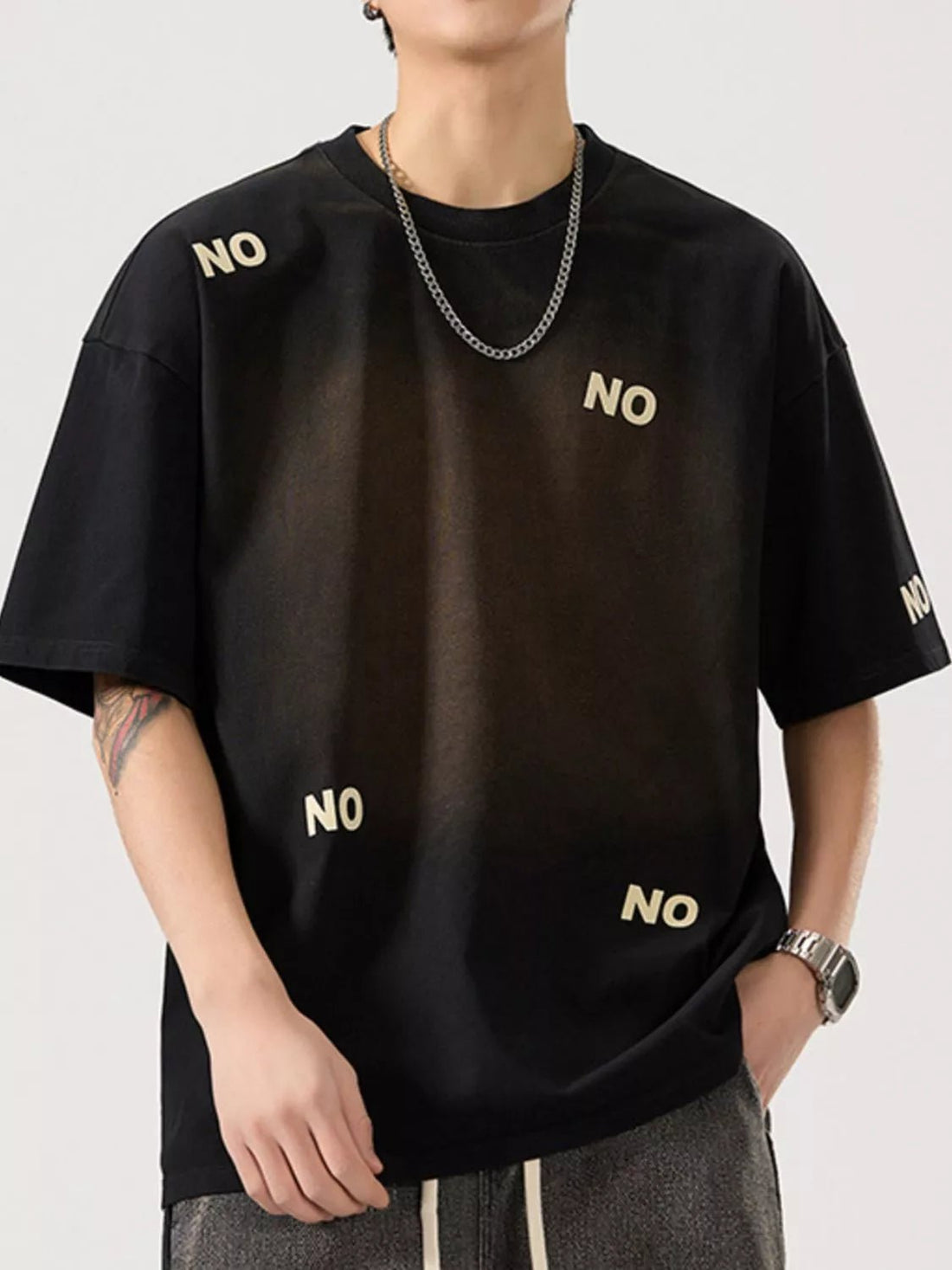 Men's Full Size Letter Round Neck Short Sleeve T-Shirt Plus Size designed for comfort and style at Lookzlike