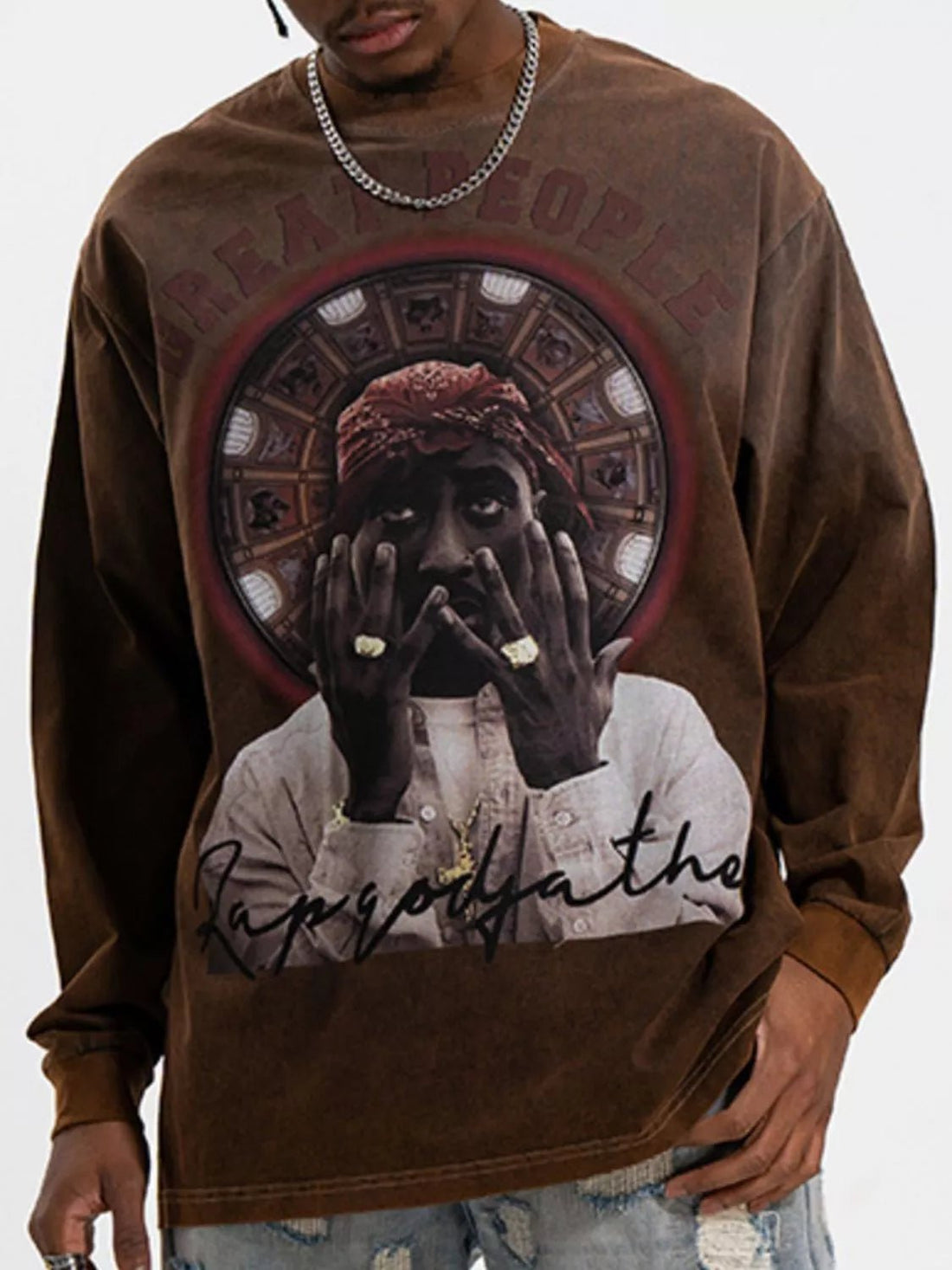 Men's Graphic Round Neck Long Sleeve T-Shirt designed for comfort and style at Lookzlike
