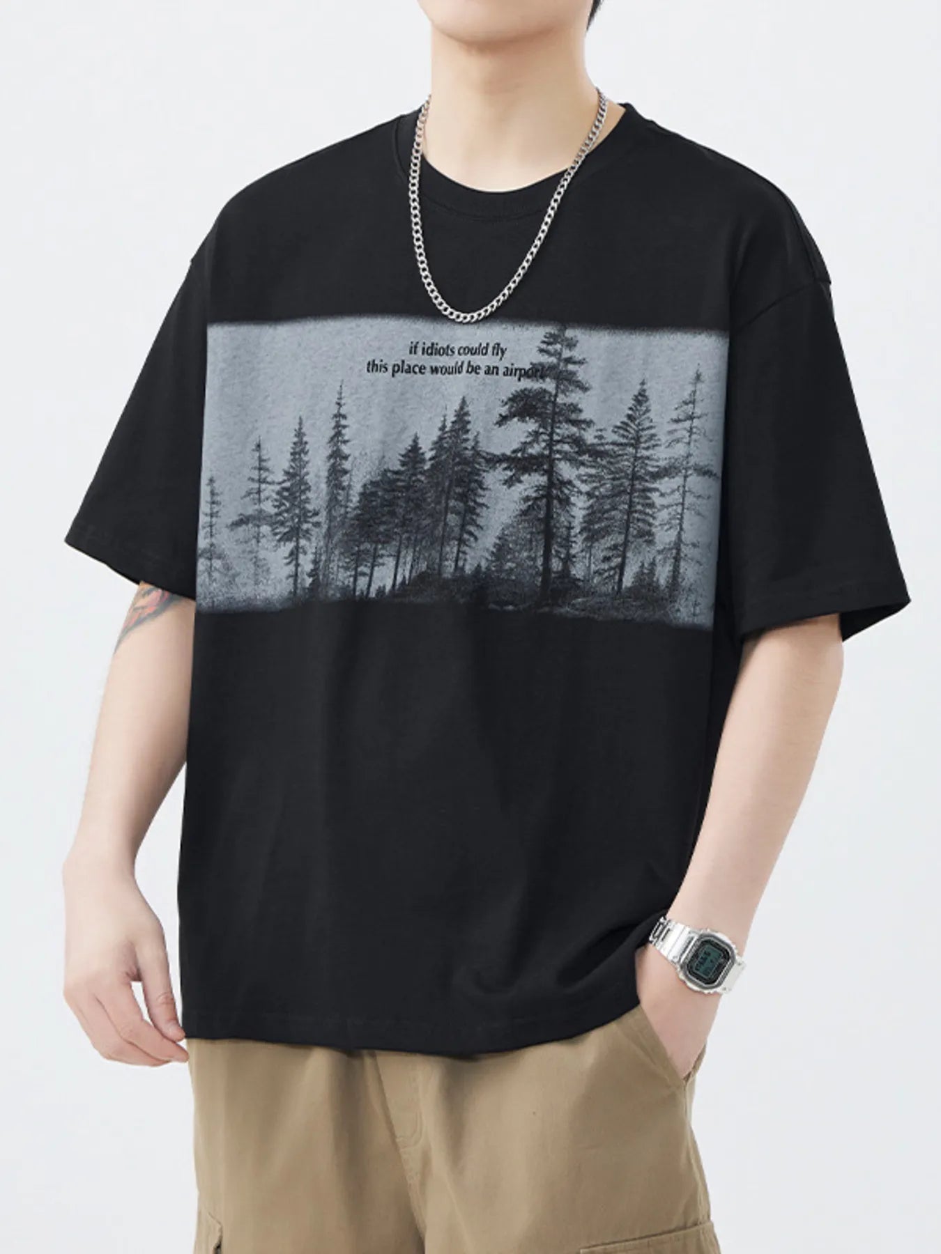 Men's Plus Size Graphic Round Neck Half Sleeve T-Shirt designed for comfort and style at Lookzlike