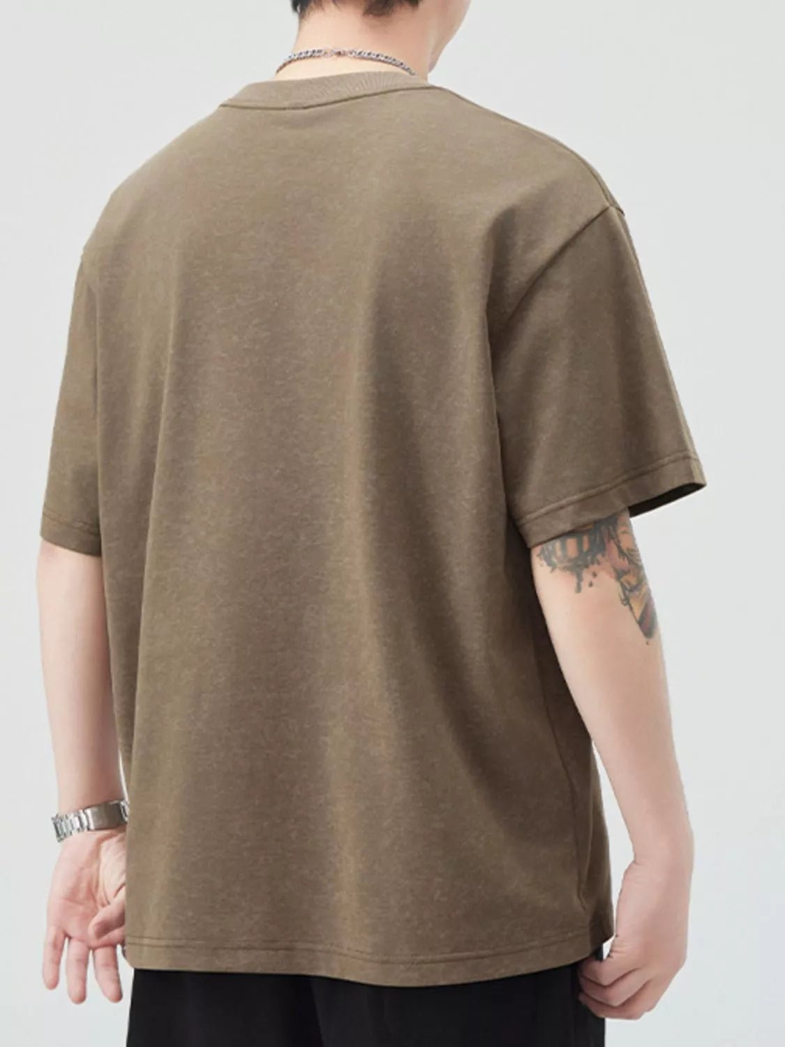 Men's Plus Size Graphic Round Neck Short Sleeve T-Shirt designed for comfort and style at Lookzlike