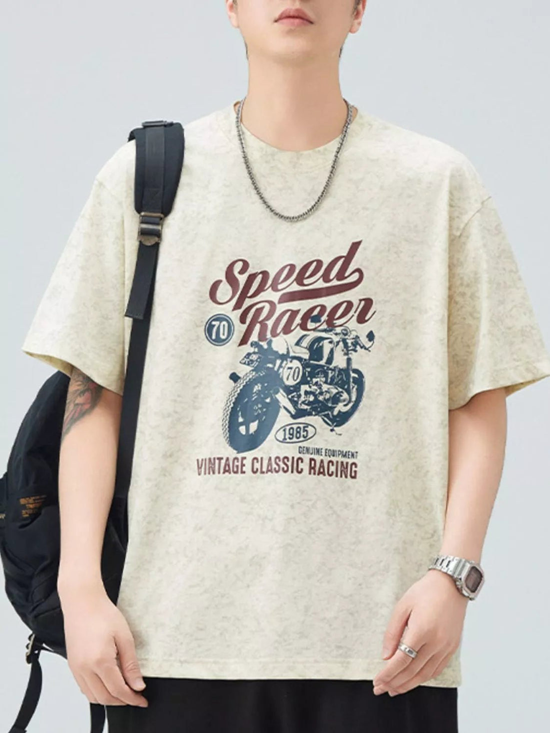 Men's Plus Size Graphic Round Neck Short Sleeve T-Shirt designed for comfort and style at Lookzlike