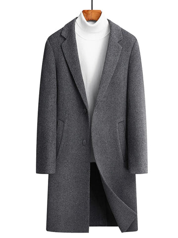 Men's Plus Size Lapel Collar Long Coat designed for comfort and style at Lookzlike