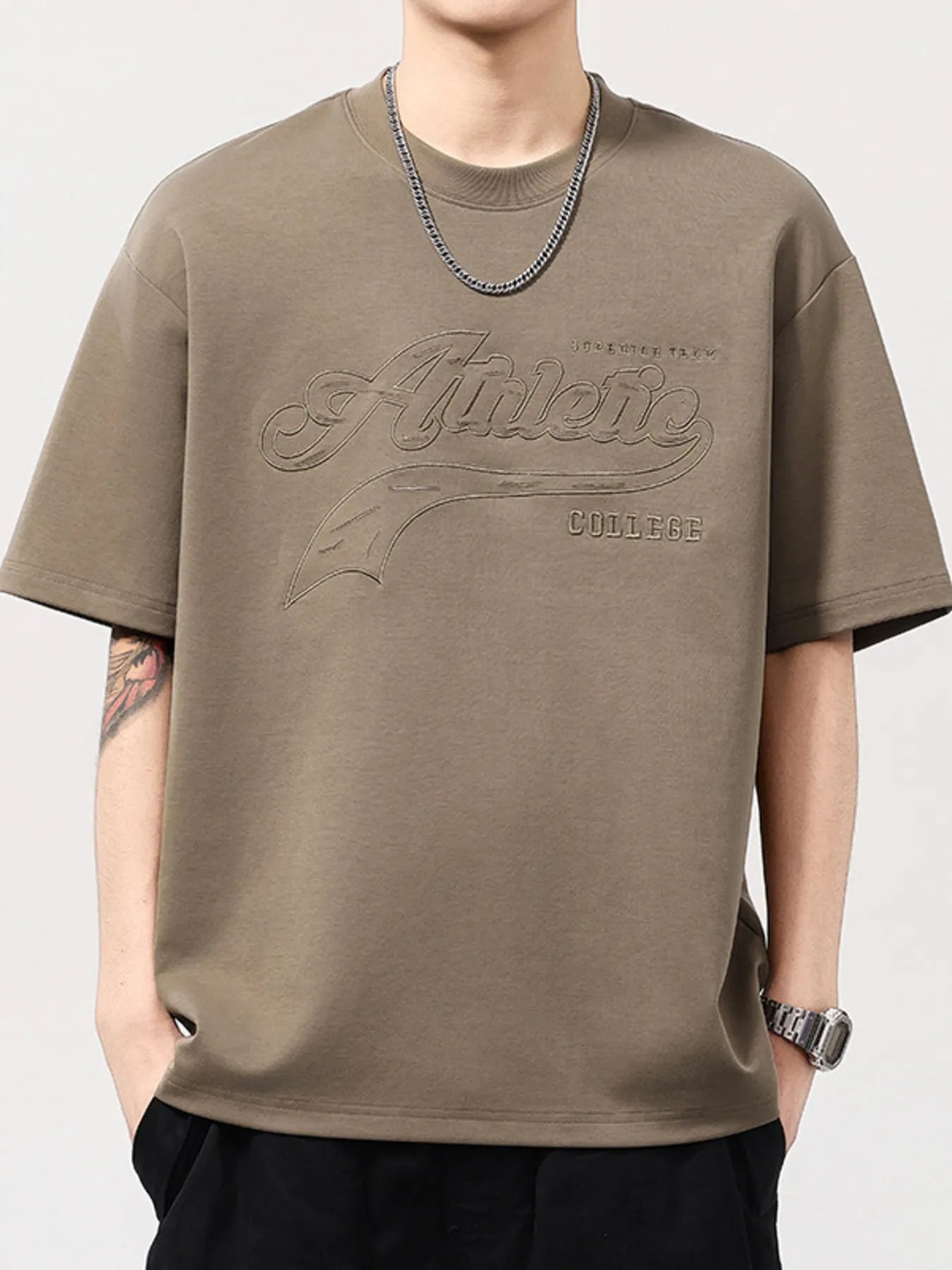 Men's Plus Size Round Neck Short Sleeve T-Shirt designed for comfort and style at Lookzlike