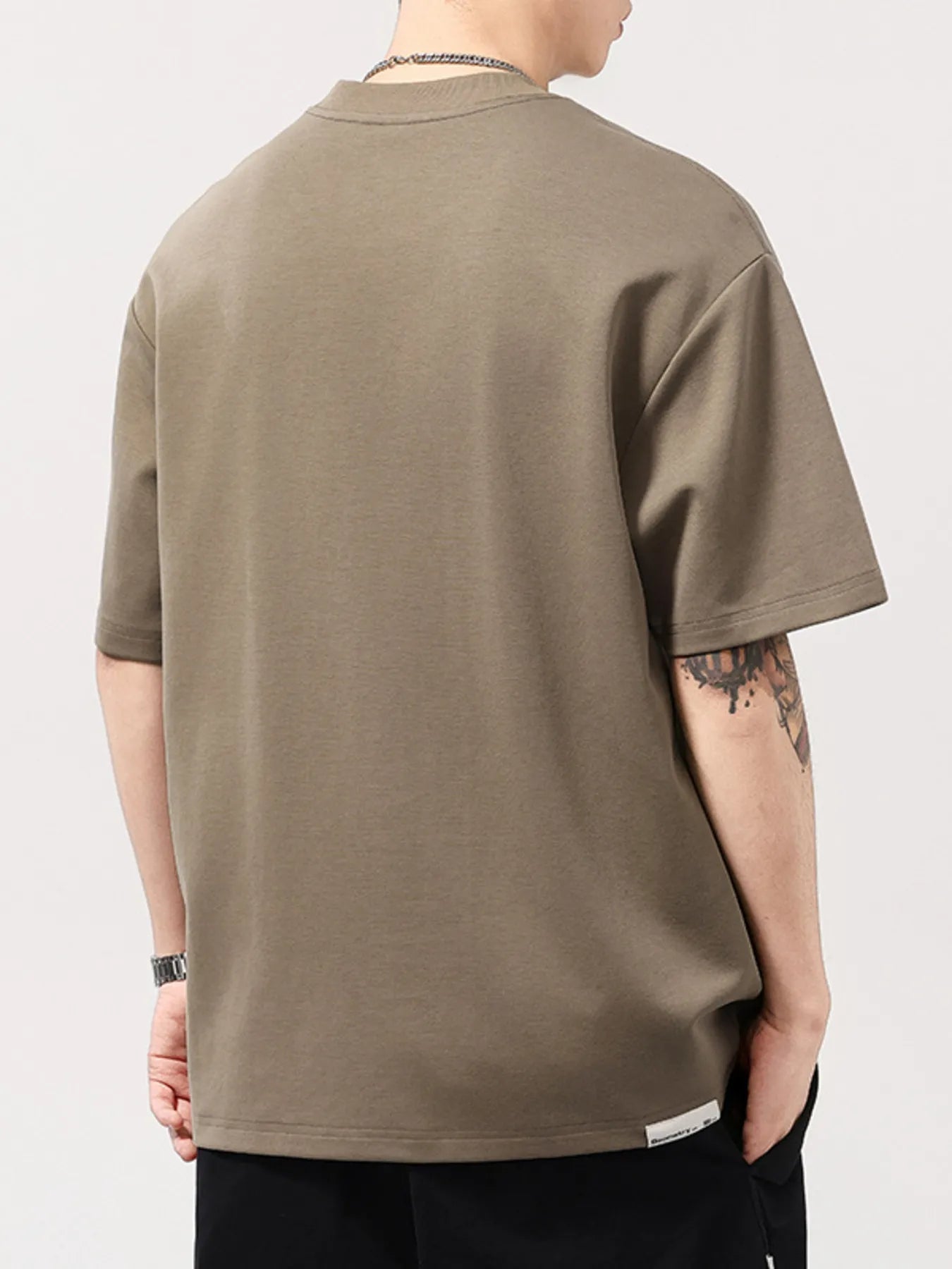 Men's Plus Size Round Neck Short Sleeve T-Shirt designed for comfort and style at Lookzlike