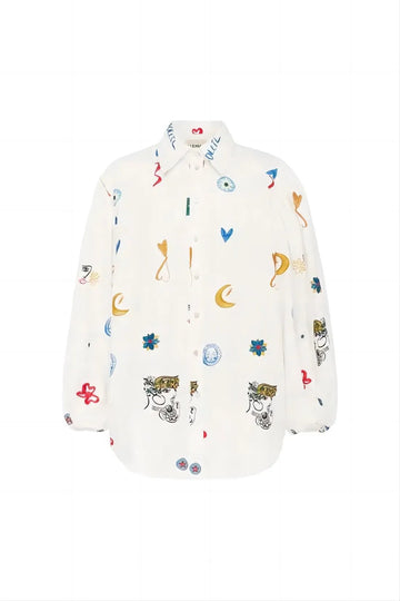 Printed Button Up Long Sleeve Shirt - Lookzlike