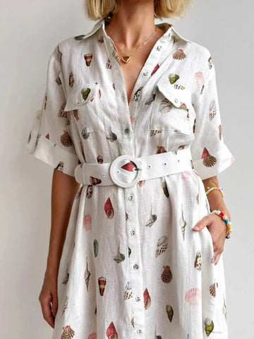 Printed Button Up Maxi Shirt Dress - Lookzlike