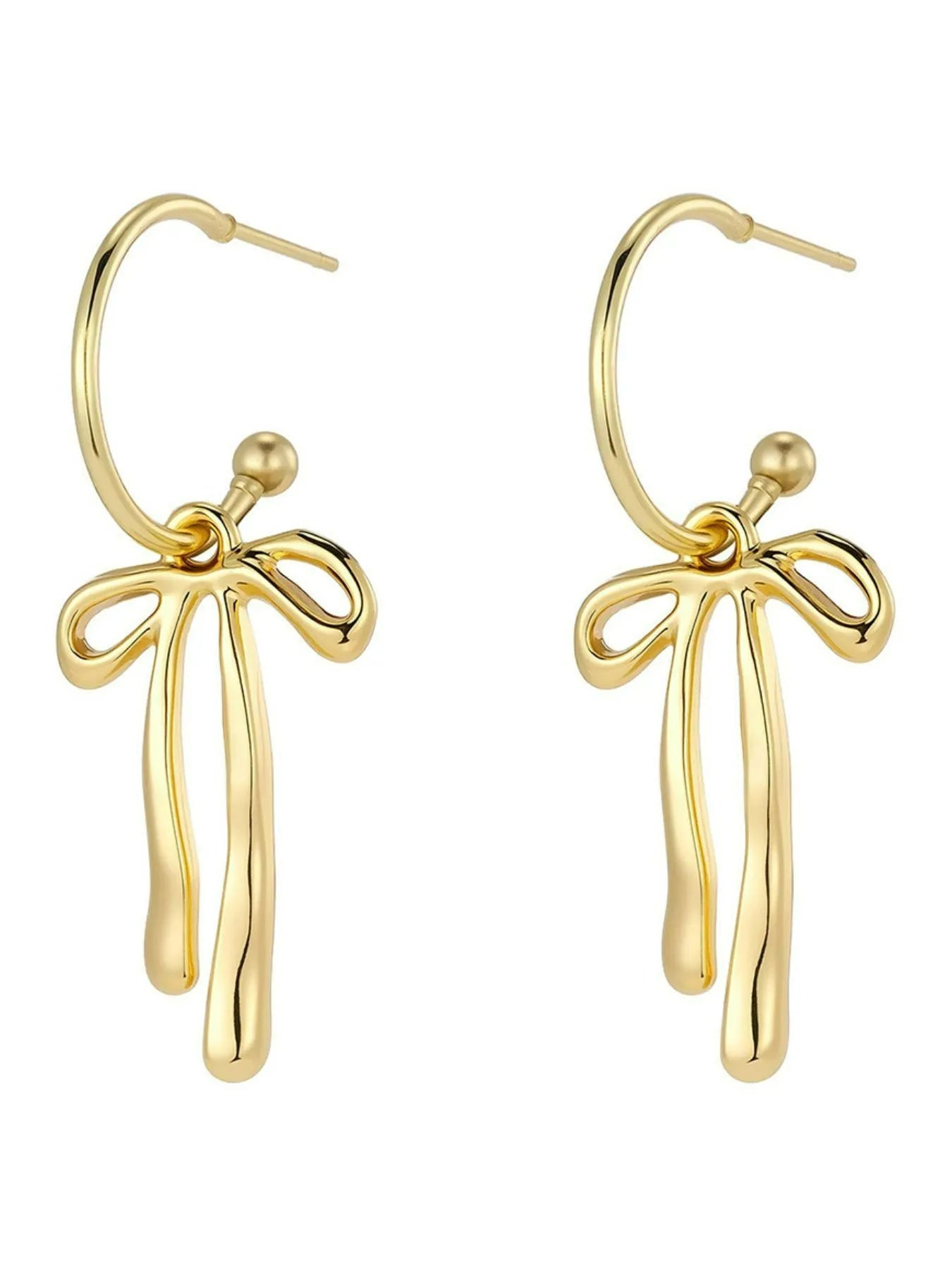 18K Gold-Plated Bow Tie Drop Earrings - Lookzlike