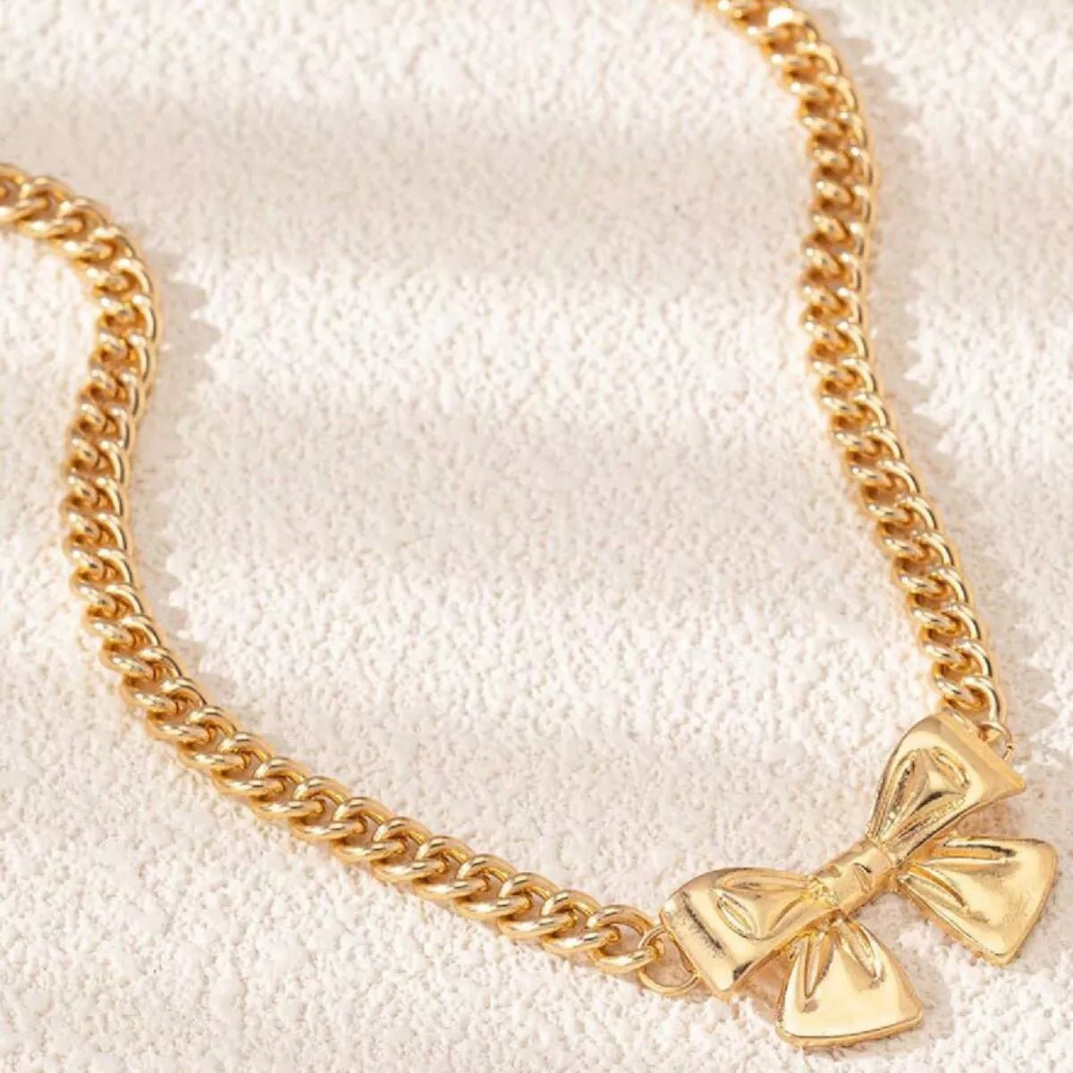 18K Gold - Plated Bowknot Chain Necklace designed for comfort and style at Lookzlike