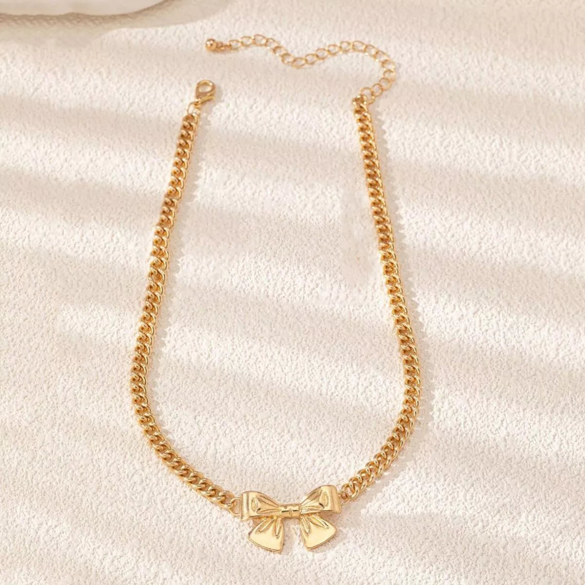 18K Gold - Plated Bowknot Chain Necklace designed for comfort and style at Lookzlike