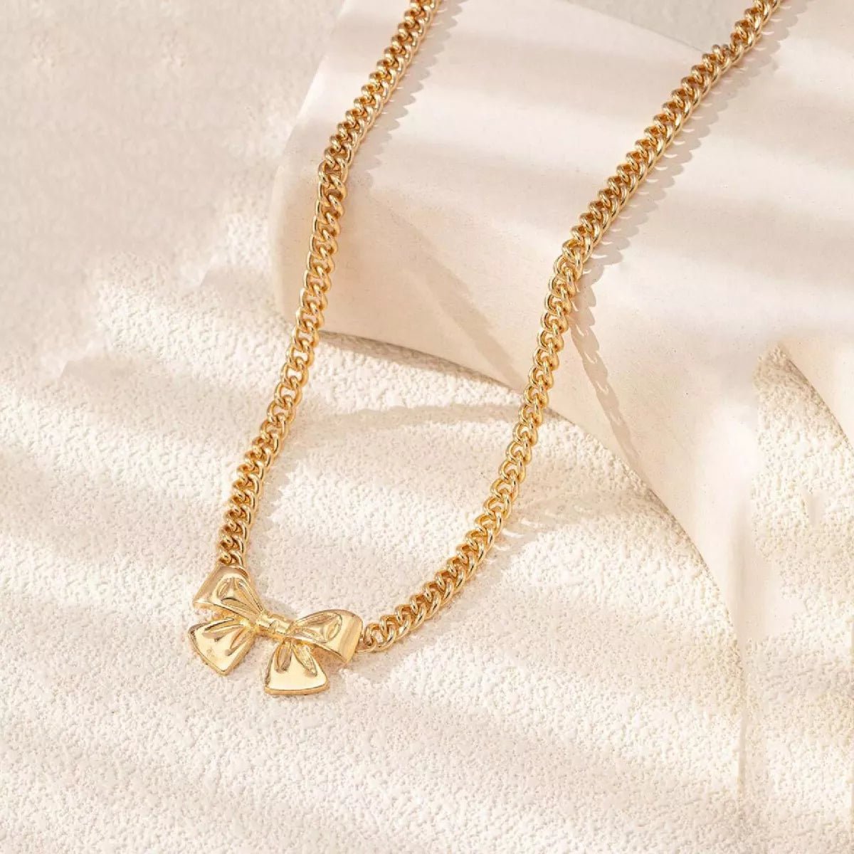 18K Gold - Plated Bowknot Chain Necklace designed for comfort and style at Lookzlike