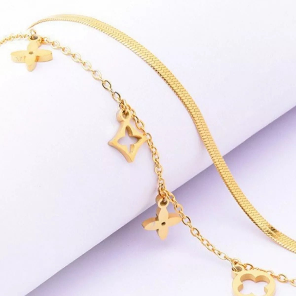 18K Gold - Plated Double Layered Charm Necklace designed for comfort and style at Lookzlike