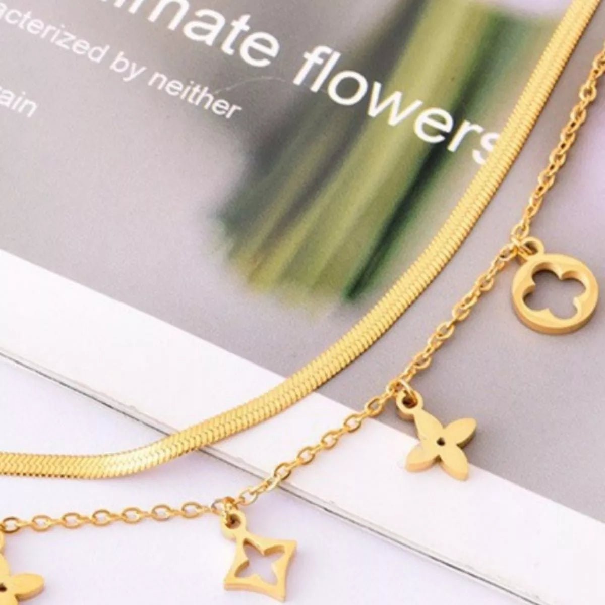 18K Gold - Plated Double Layered Charm Necklace designed for comfort and style at Lookzlike