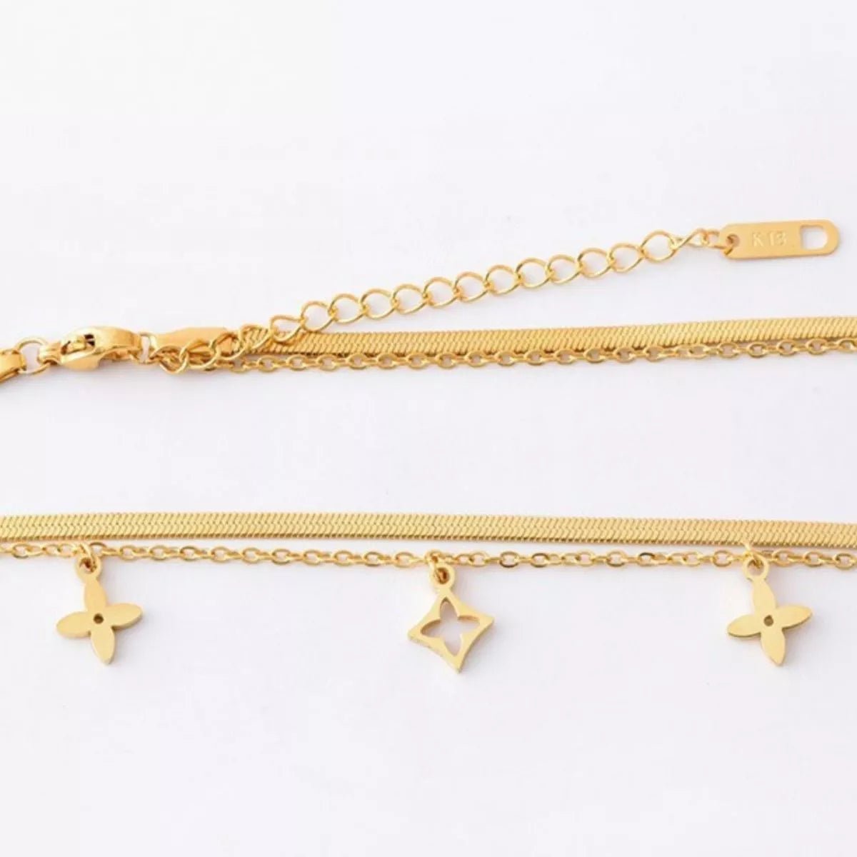 18K Gold - Plated Double Layered Charm Necklace designed for comfort and style at Lookzlike