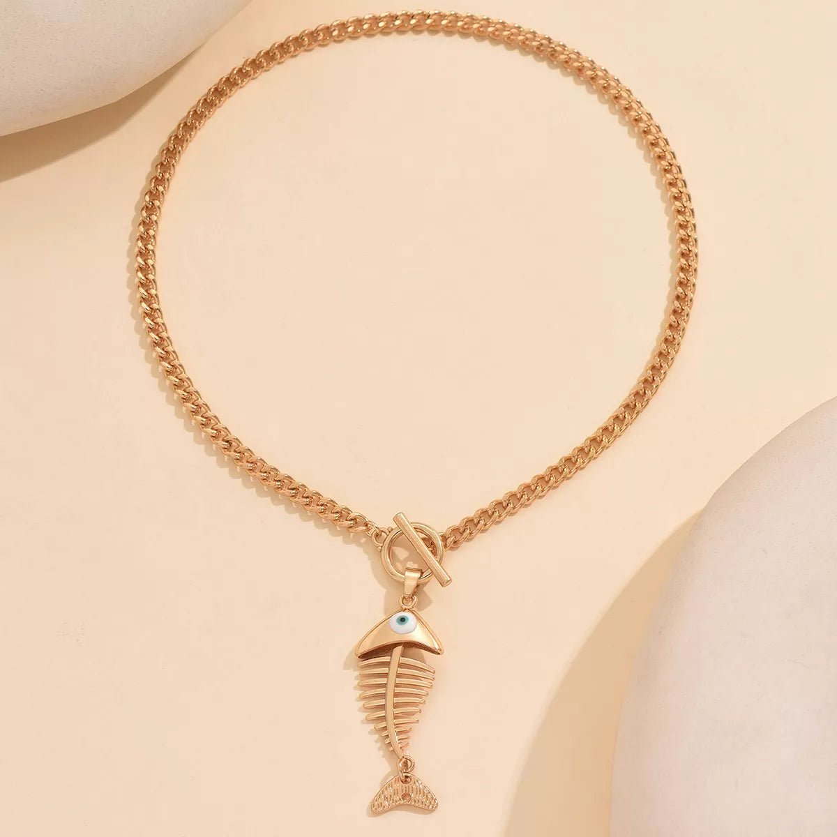18K Gold - Plated Fishbone Necklace designed for comfort and style at Lookzlike