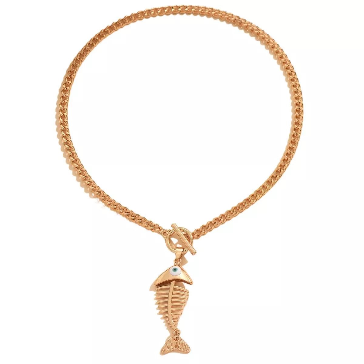 18K Gold - Plated Fishbone Necklace designed for comfort and style at Lookzlike