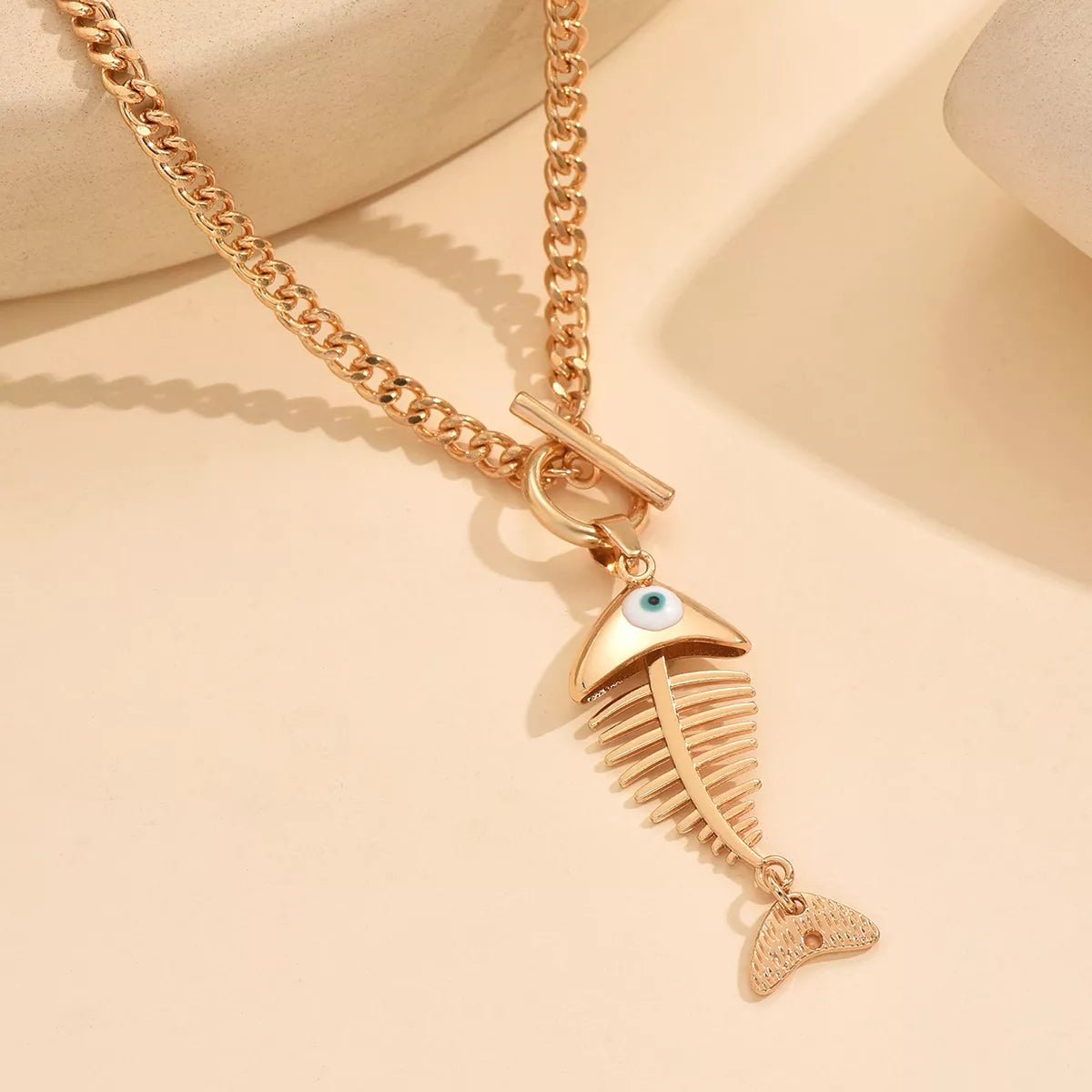 18K Gold - Plated Fishbone Necklace designed for comfort and style at Lookzlike