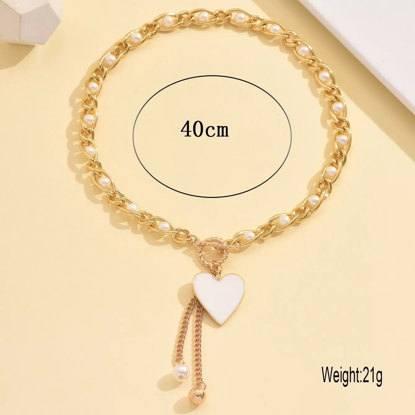 18K Gold - Plated Pearl Heart Necklace designed for comfort and style at Lookzlike