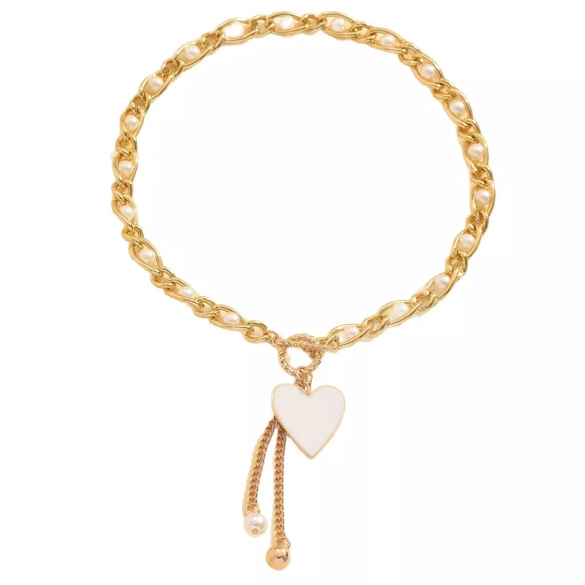 18K Gold - Plated Pearl Heart Necklace designed for comfort and style at Lookzlike