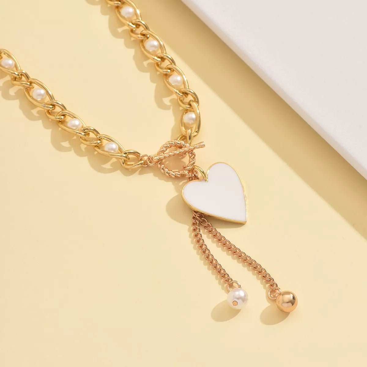18K Gold - Plated Pearl Heart Necklace designed for comfort and style at Lookzlike