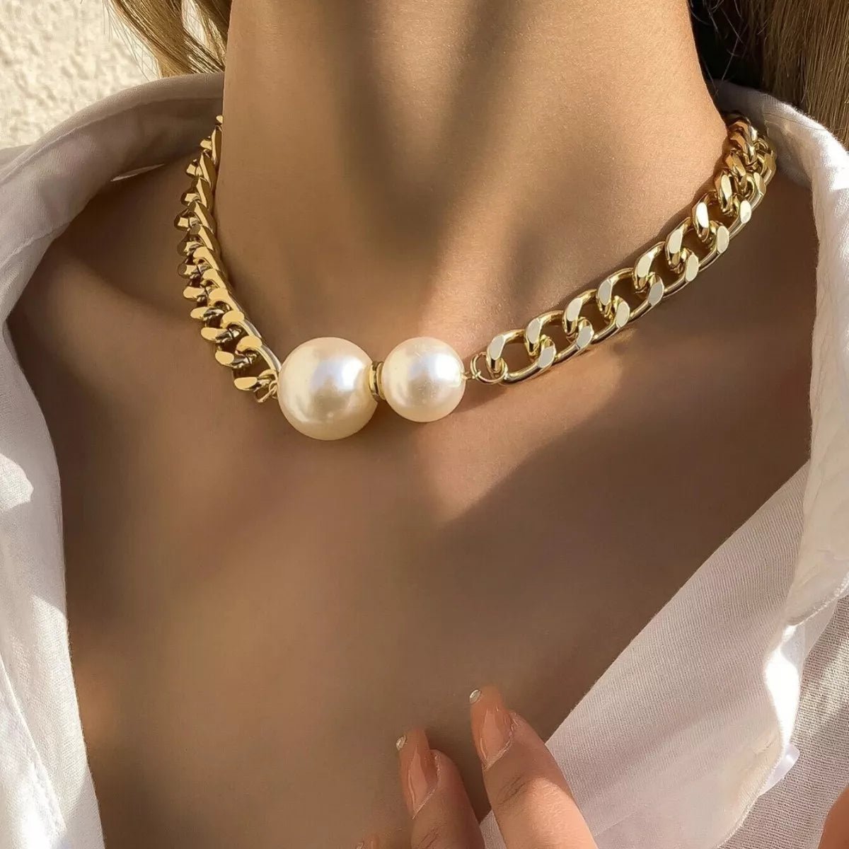 18K Gold - Plated Pearl Necklace designed for comfort and style at Lookzlike
