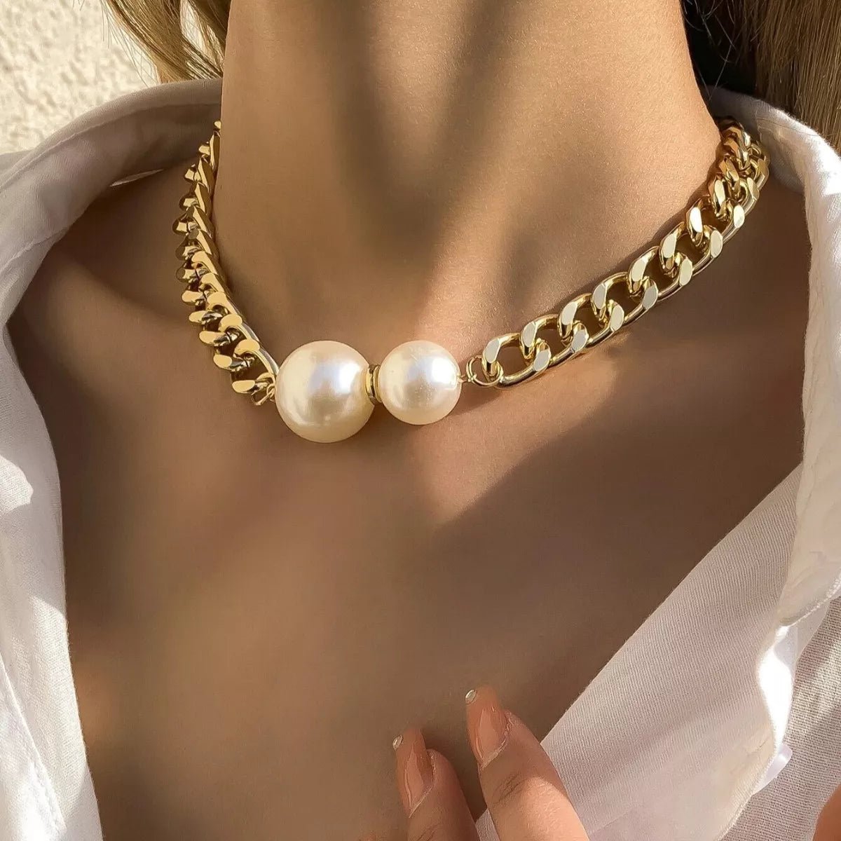 18K Gold - Plated Pearl Necklace designed for comfort and style at Lookzlike