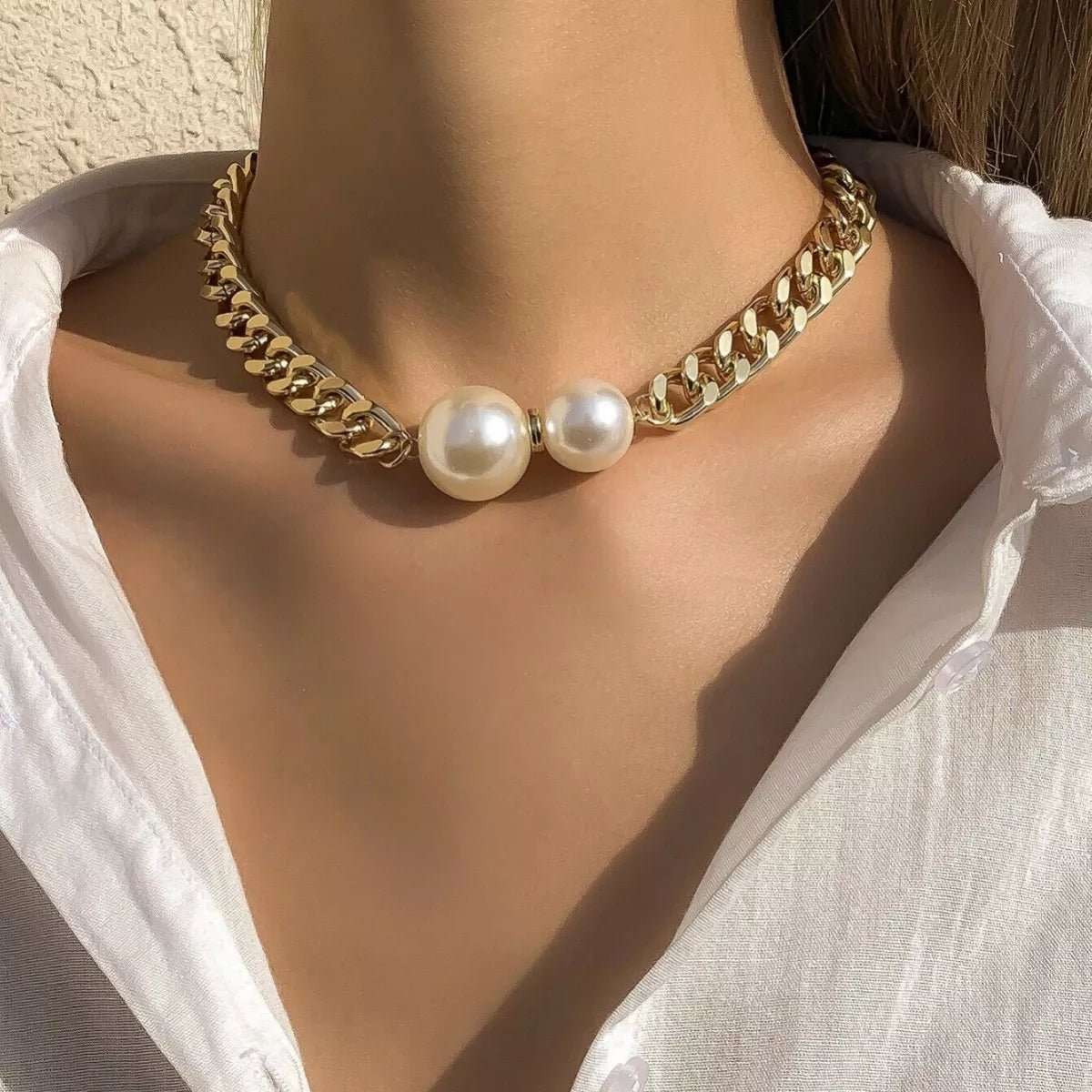 18K Gold - Plated Pearl Necklace designed for comfort and style at Lookzlike