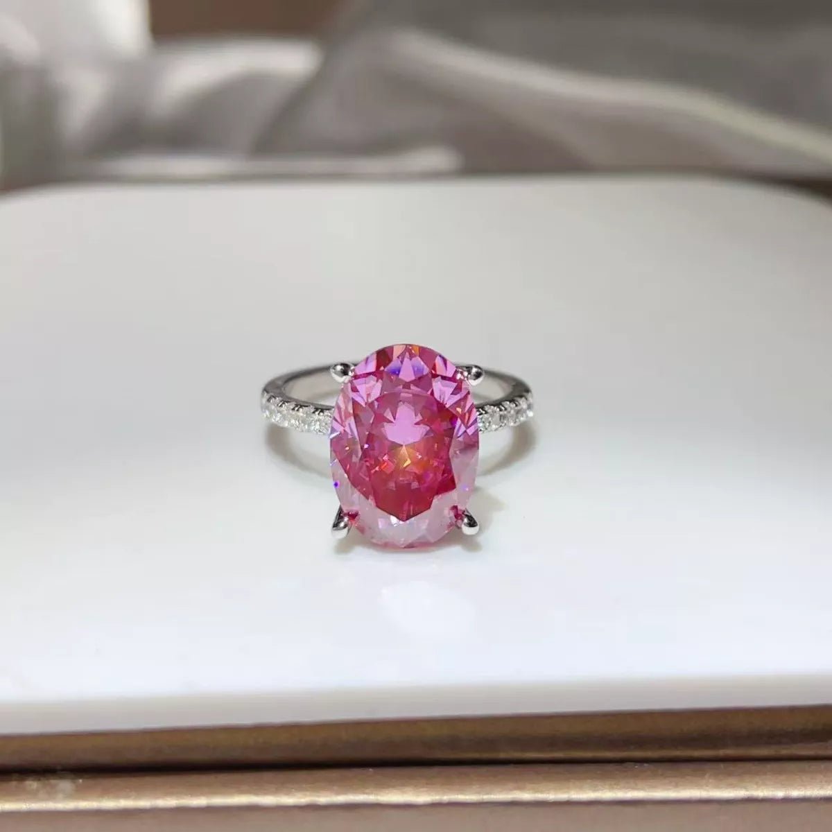 8 Carat Moissanite Oval 925 Sterling Silver Ring designed for comfort and style at Lookzlike