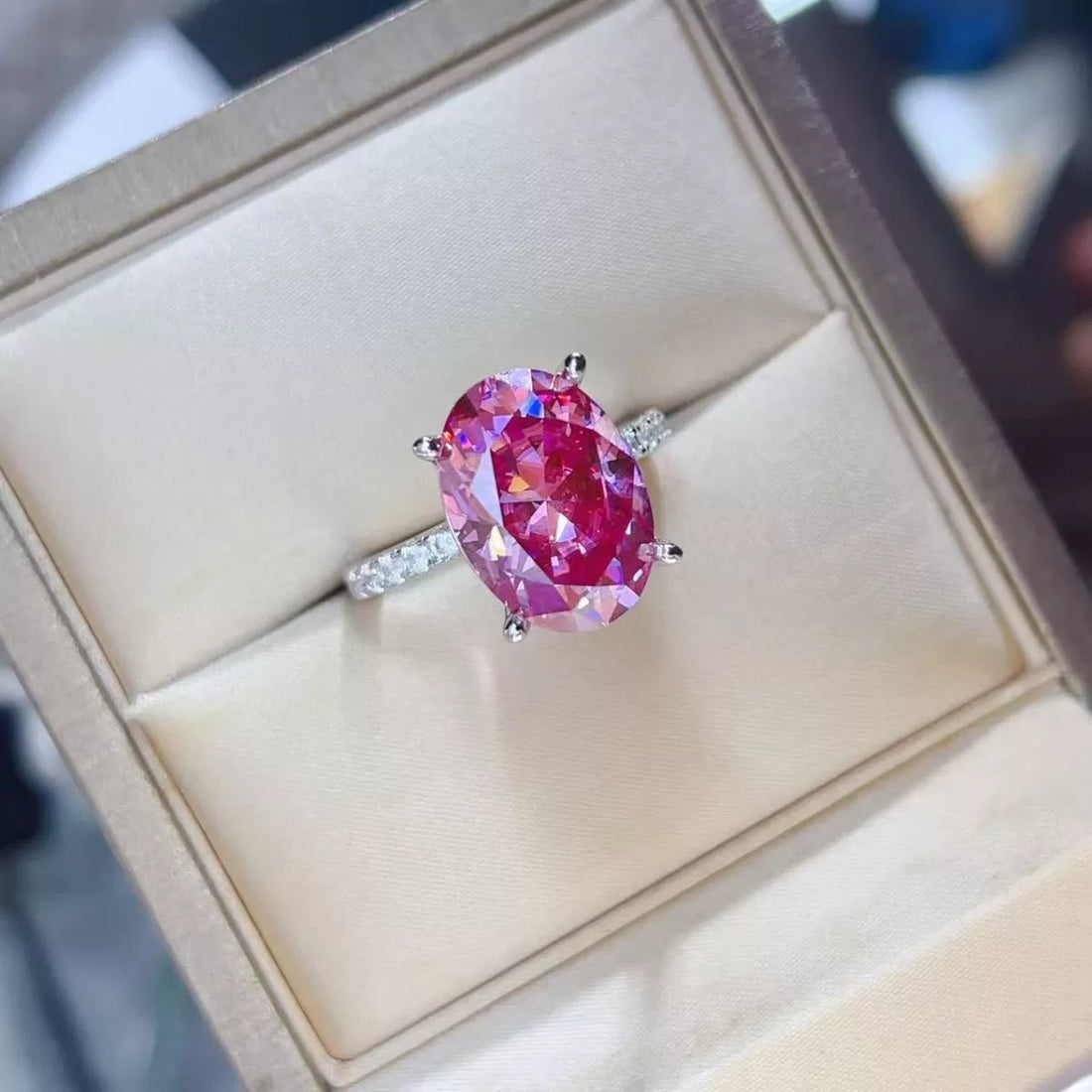 8 Carat Moissanite Oval 925 Sterling Silver Ring designed for comfort and style at Lookzlike