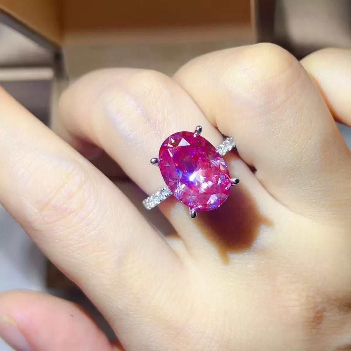 8 Carat Moissanite Oval 925 Sterling Silver Ring designed for comfort and style at Lookzlike