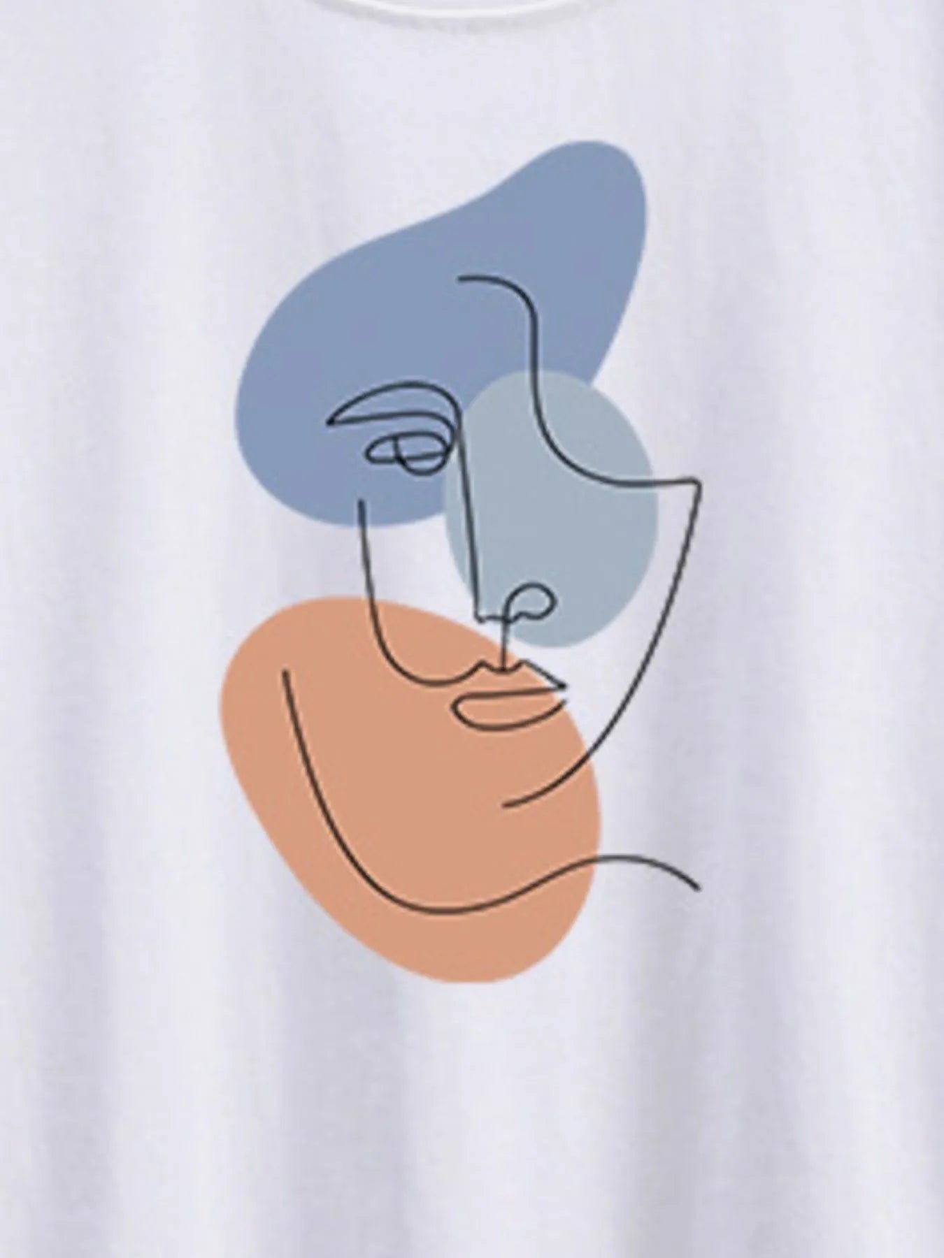 Abstract Face Graphic Casual Round Neck T-Shirt - Lookzlike