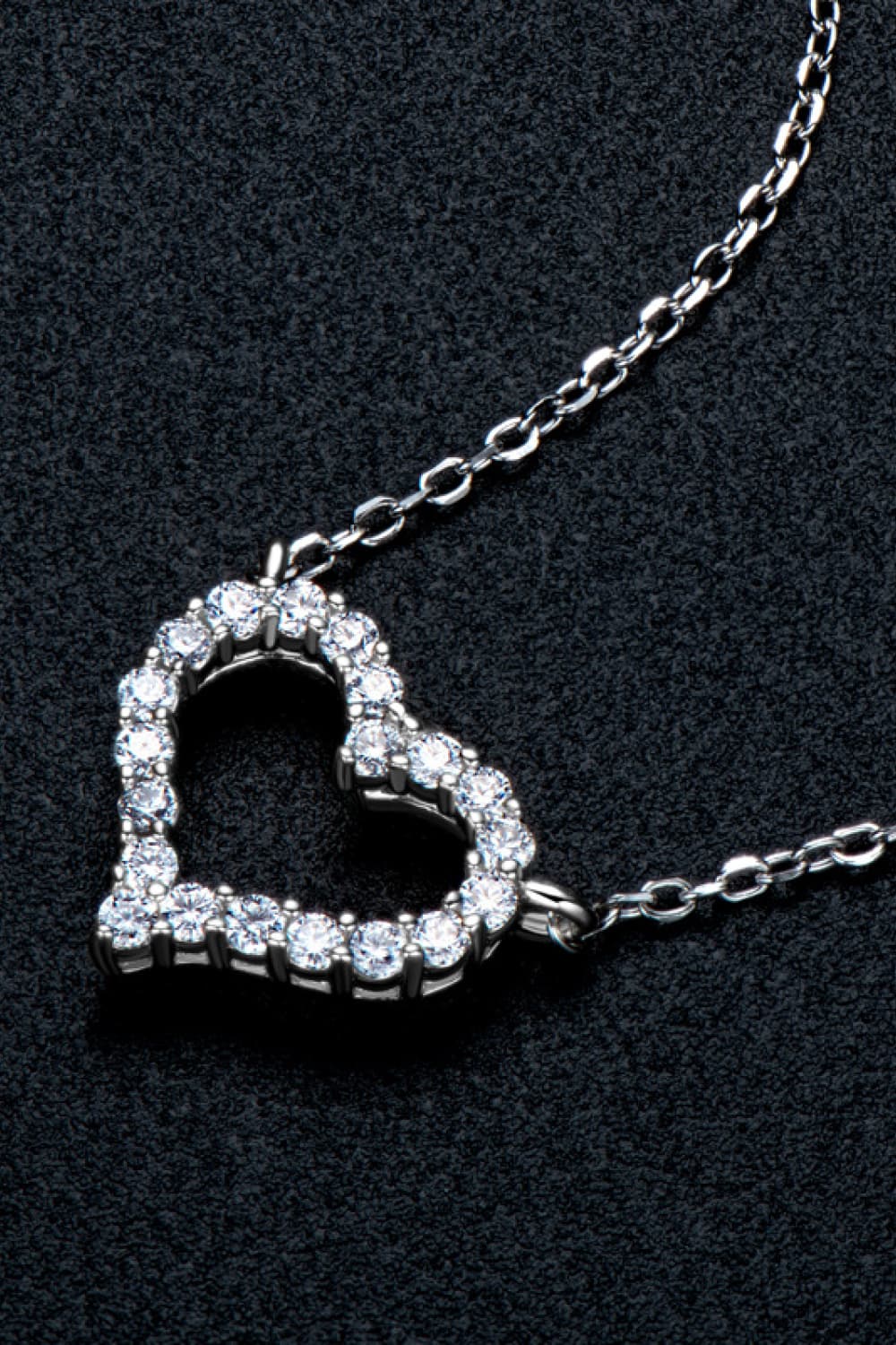 Adored Moissanite Platinum-Plated Heart Necklace - Lookzlike