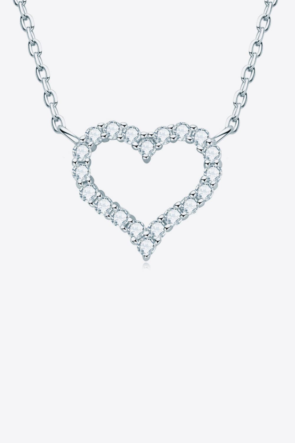 Adored Moissanite Platinum-Plated Heart Necklace - Lookzlike