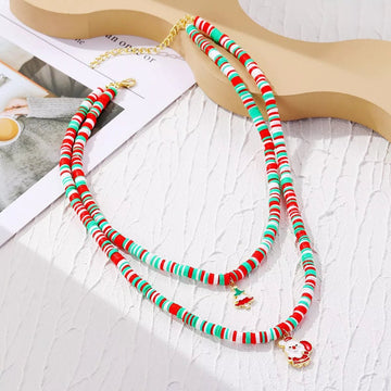 Alloy Christmas Necklace with Santa and Christmas Tree Pendant designed for comfort and style at Lookzlike