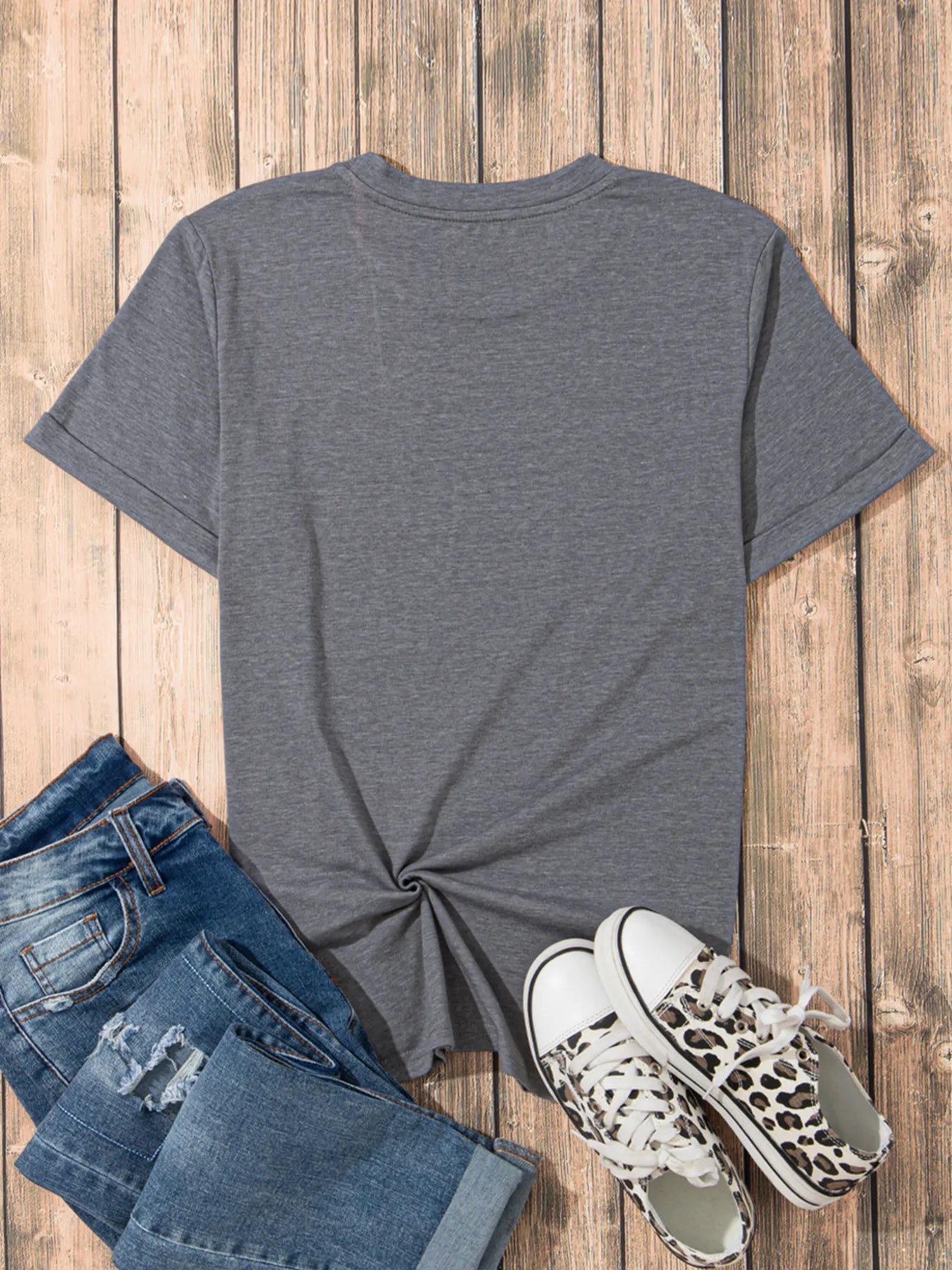 American Heart Graphic Round Neck T Shirt - Lookzlike