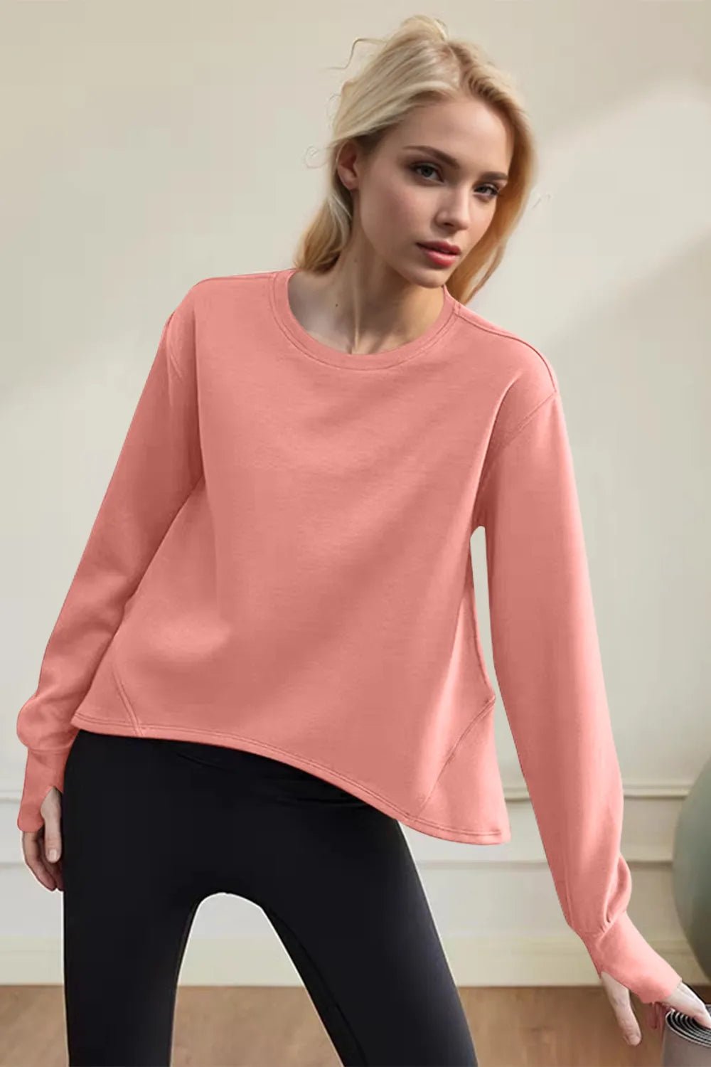 Basic Bae Air Scuba Round Neck Long Sleeve Sweatshirt designed for comfort and style at Lookzlike