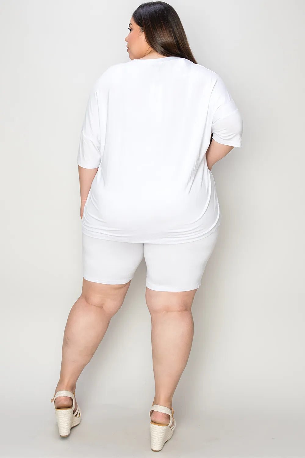 Basic Bae Bamboo Full Size V - Neck Drop Shoulder T-Shirt and Shorts Set designed for comfort and style at Lookzlike