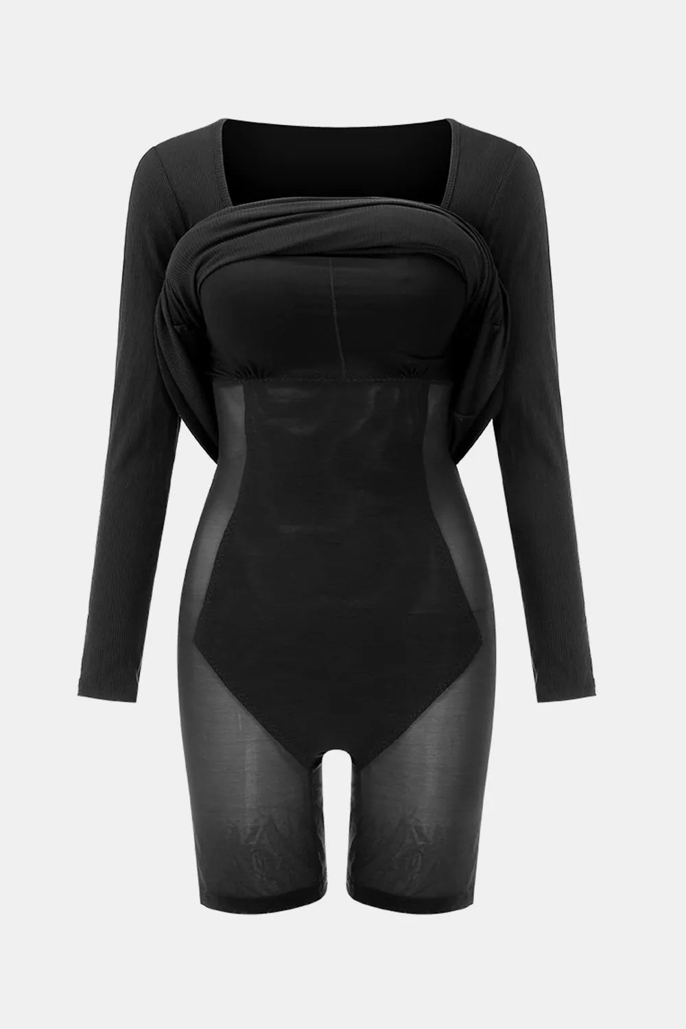 Basic Bae Built-In Shapewear Square Neck Long Sleeve Maxi Dress - Lookzlike