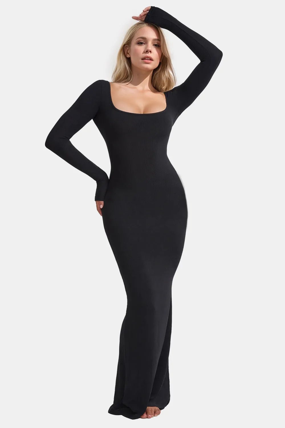 Basic Bae Built-In Shapewear Square Neck Long Sleeve Maxi Dress - Lookzlike