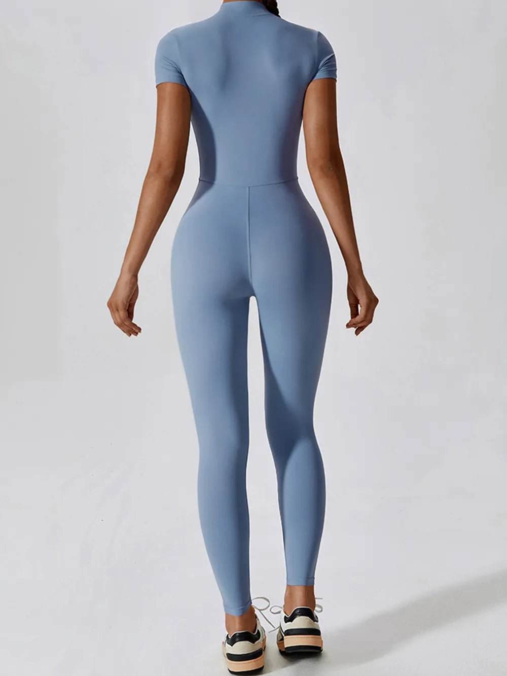 Basic Bae Half Zip Short Sleeve Active Jumpsuit - Lookzlike