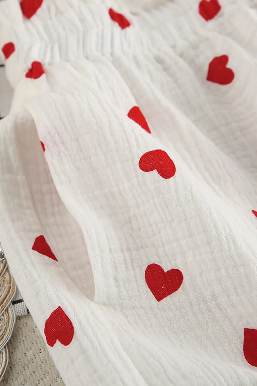 Basic Bae Heart Collared Neck Button Down Top and Shorts Set - Lookzlike