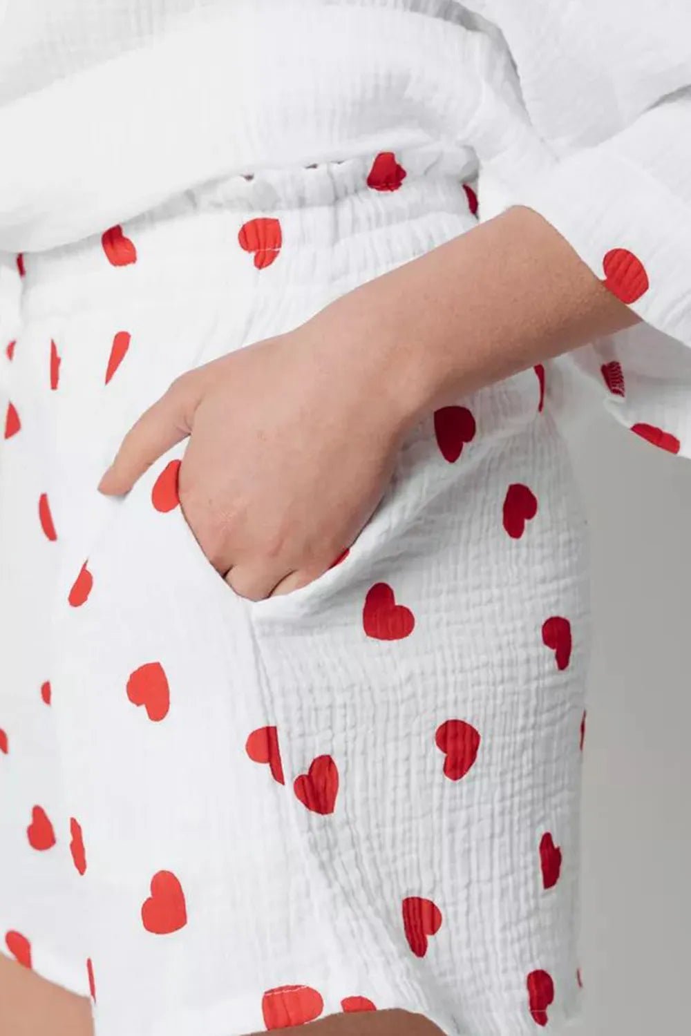 Basic Bae Heart Collared Neck Button Down Top and Shorts Set - Lookzlike
