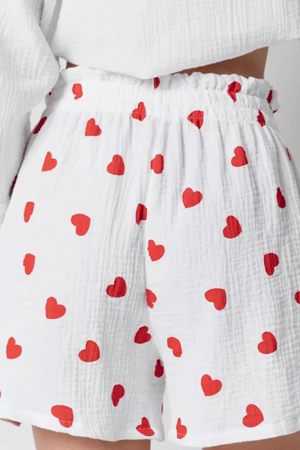 Basic Bae Heart Collared Neck Button Down Top and Shorts Set - Lookzlike
