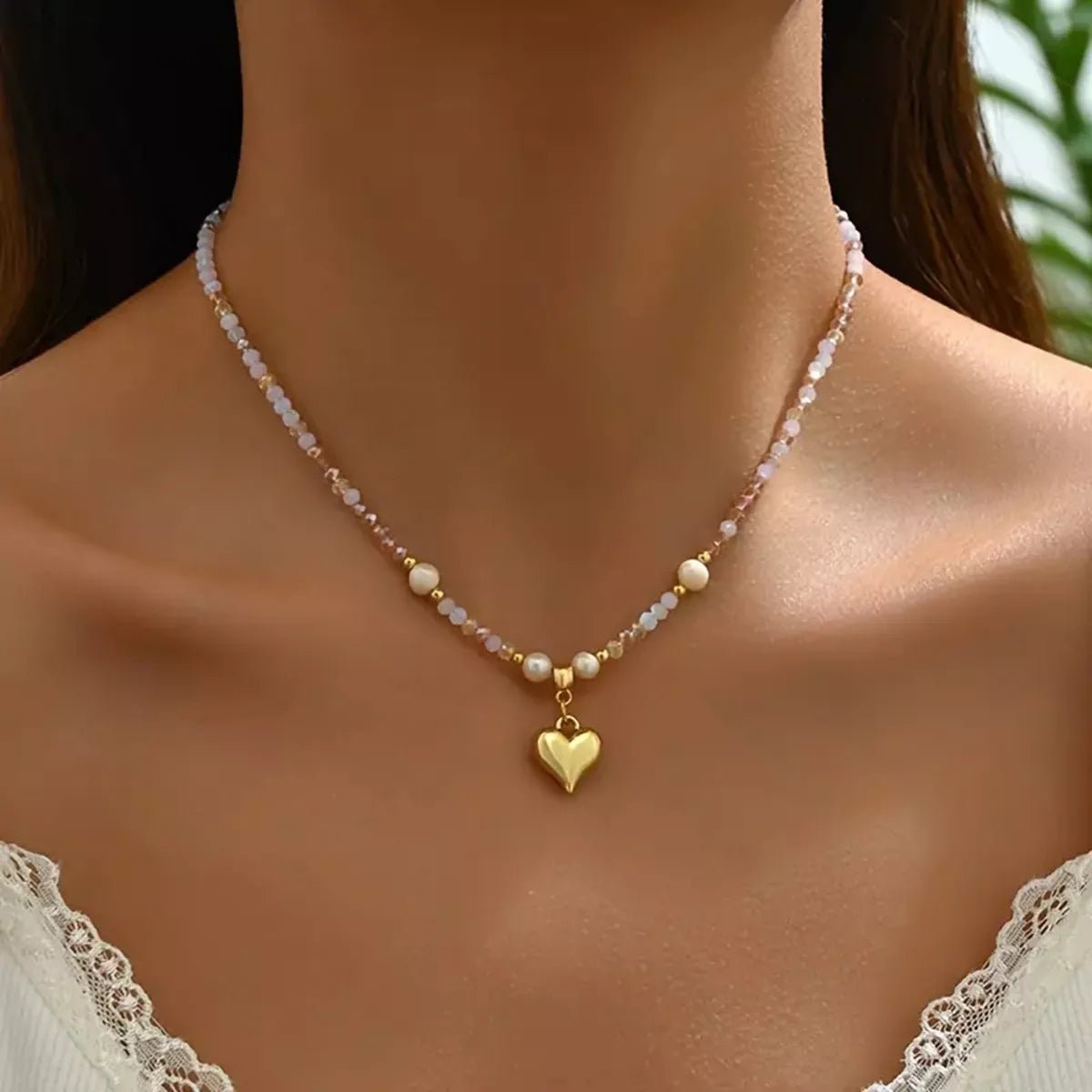Bead Heart Pendant Necklace designed for comfort and style at Lookzlike
